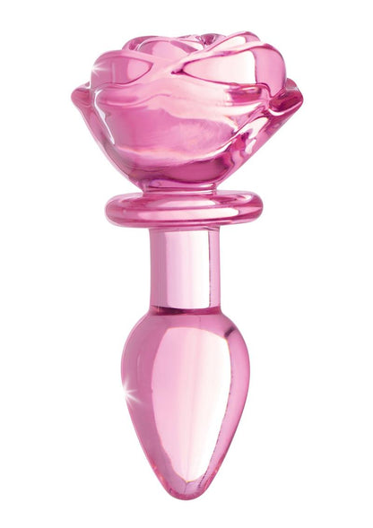 Booty Sparks Pink Rose Glass Anal Plug