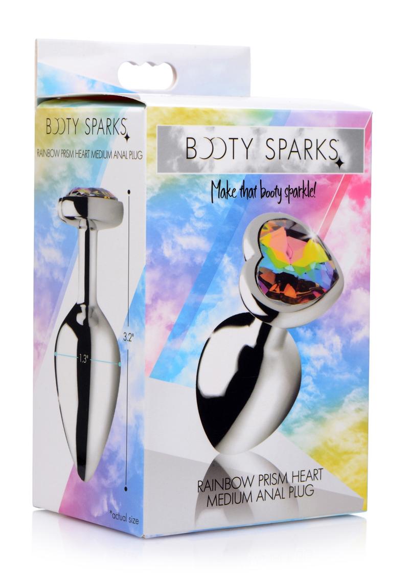 Booty Sparks Rainbow Prism Heart Anal Plug - Multicolor - Medium