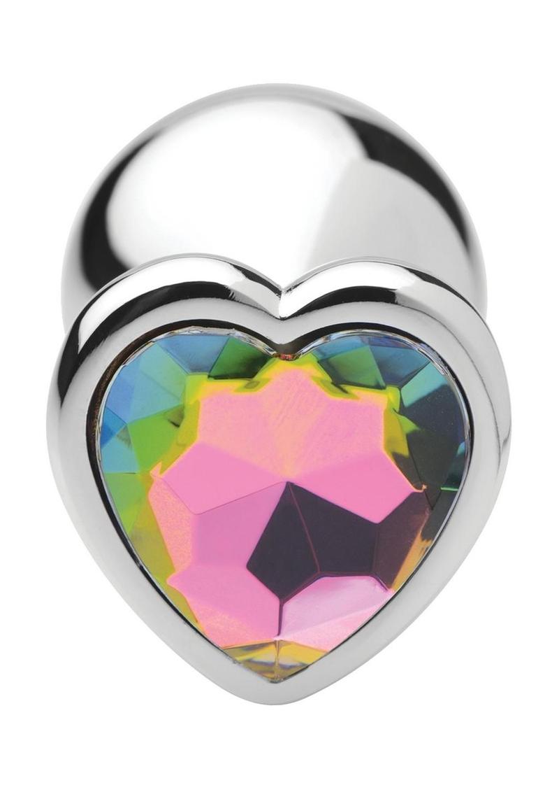 Booty Sparks Rainbow Prism Heart Anal Plug - Multicolor - Medium