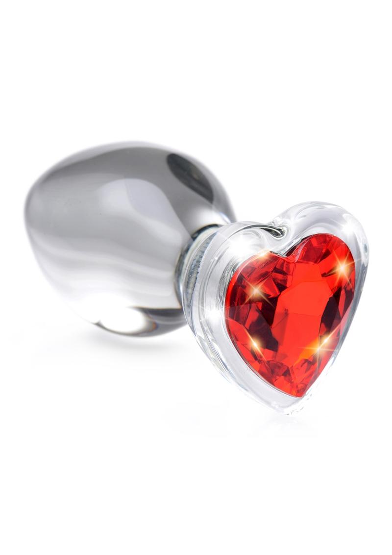 Booty Sparks Red Heart Gem Glass Anal Plug