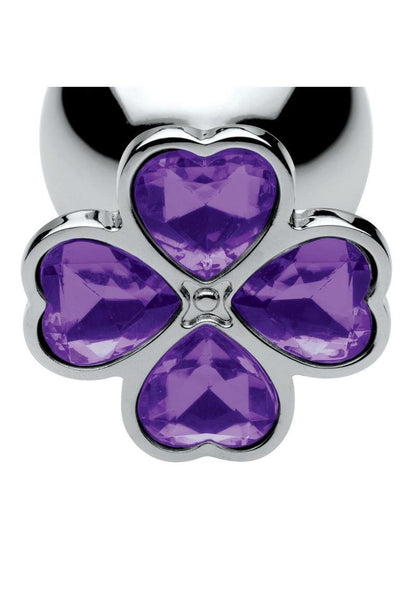 Booty Sparks Violet Flower Gem Anal Plug - Purple/Silver - Set