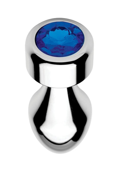 Booty Sparks Weighted Base Aluminum Plug Gem - Blue/Metal - Small