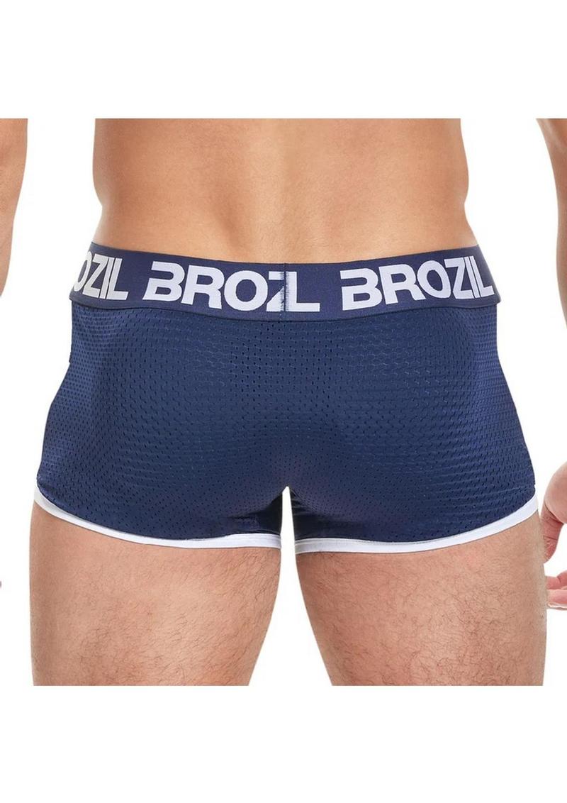 Brozil Ultra Glute and Bulge Enhancing Mesh Trunk - Blue/Navy Blue - Medium/Small