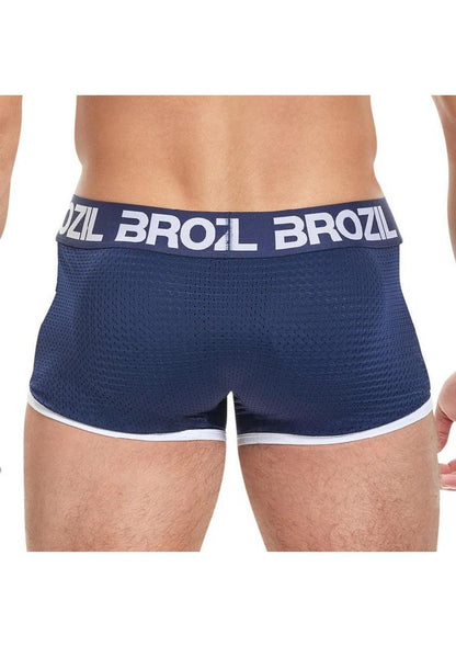 Brozil Ultra Glute and Bulge Enhancing Mesh Trunk - Blue/Navy Blue - Medium/Small