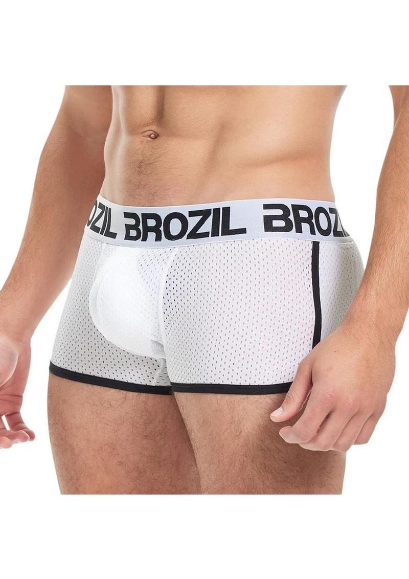 Brozil Ultra Glute and Bulge Enhancing Mesh Trunk - White - Medium/Small