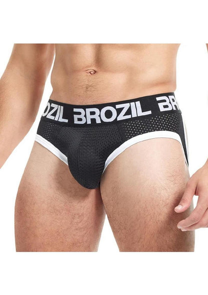 Brozil Ultra Sports Mesh Bulge Brief - Black - Medium/Small