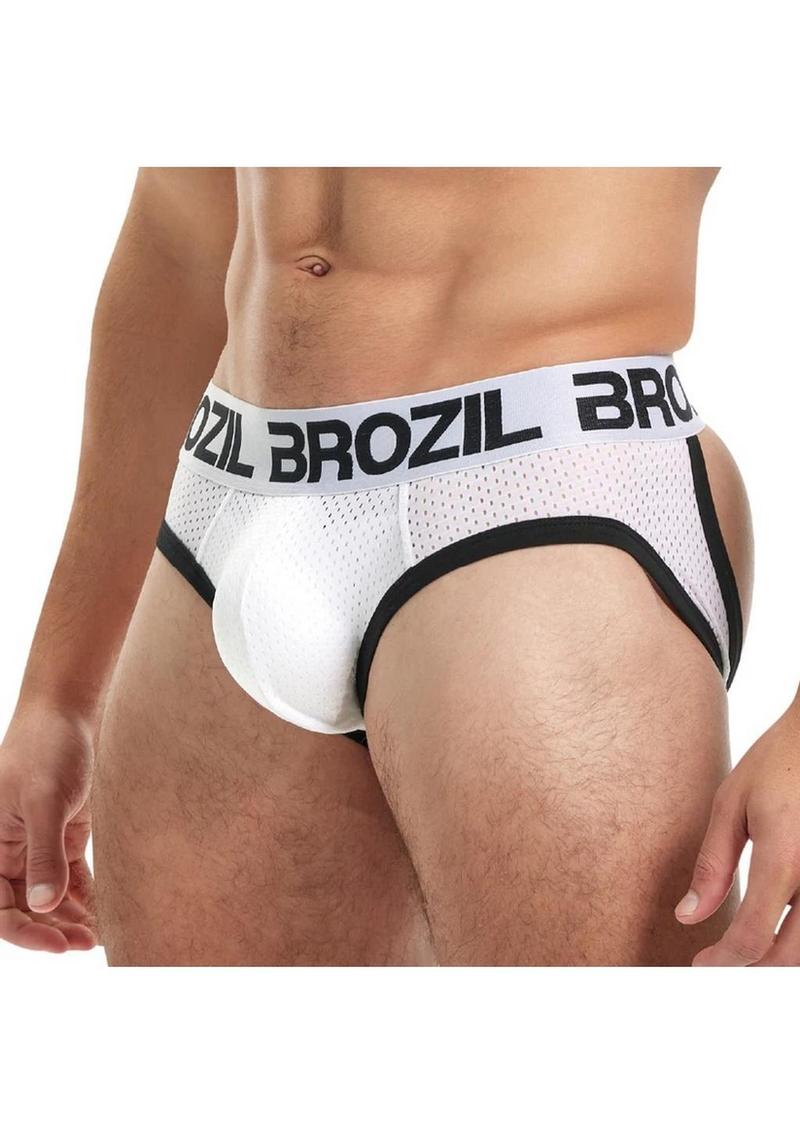 Brozil Ultra Sports Mesh Bulge Brief - White - Medium/Small