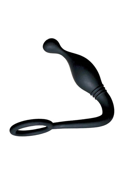 Butts Up P-Spot Pleasure Silicone Anal Plug and Cock Ring - Black