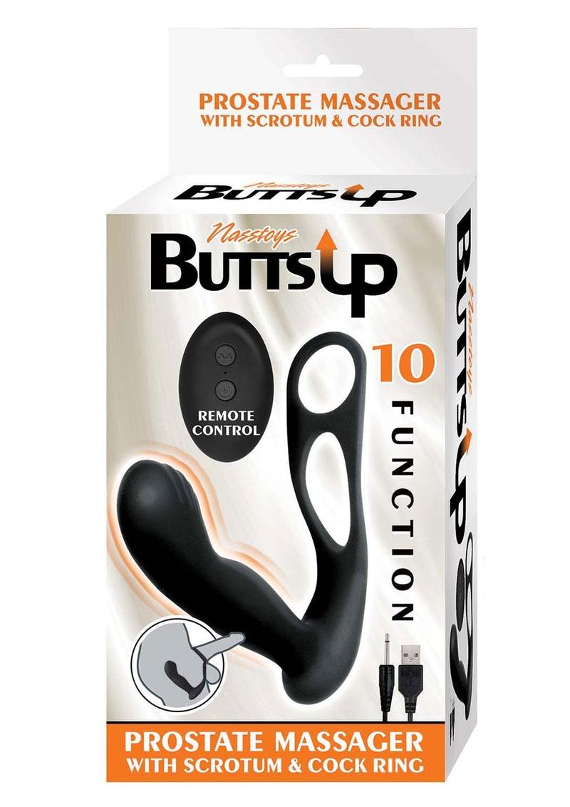 Butts Up Rechargeable Silicone Prostate Massager with Scrotum and Cock Ring