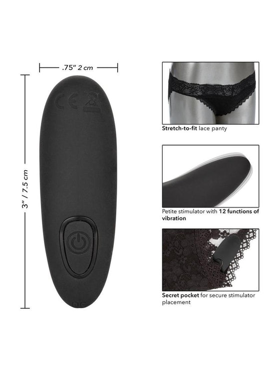 Calexotics Silicone Rechargeable Lace Panty Vibe with Remote Control (3 Pieces) - L/XL - Black