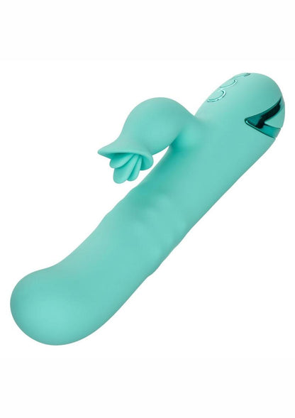 California Dreaming Bel Air Bombshell Rechargeable Silicone Vibrator with Clitoral Stimulator - Blue