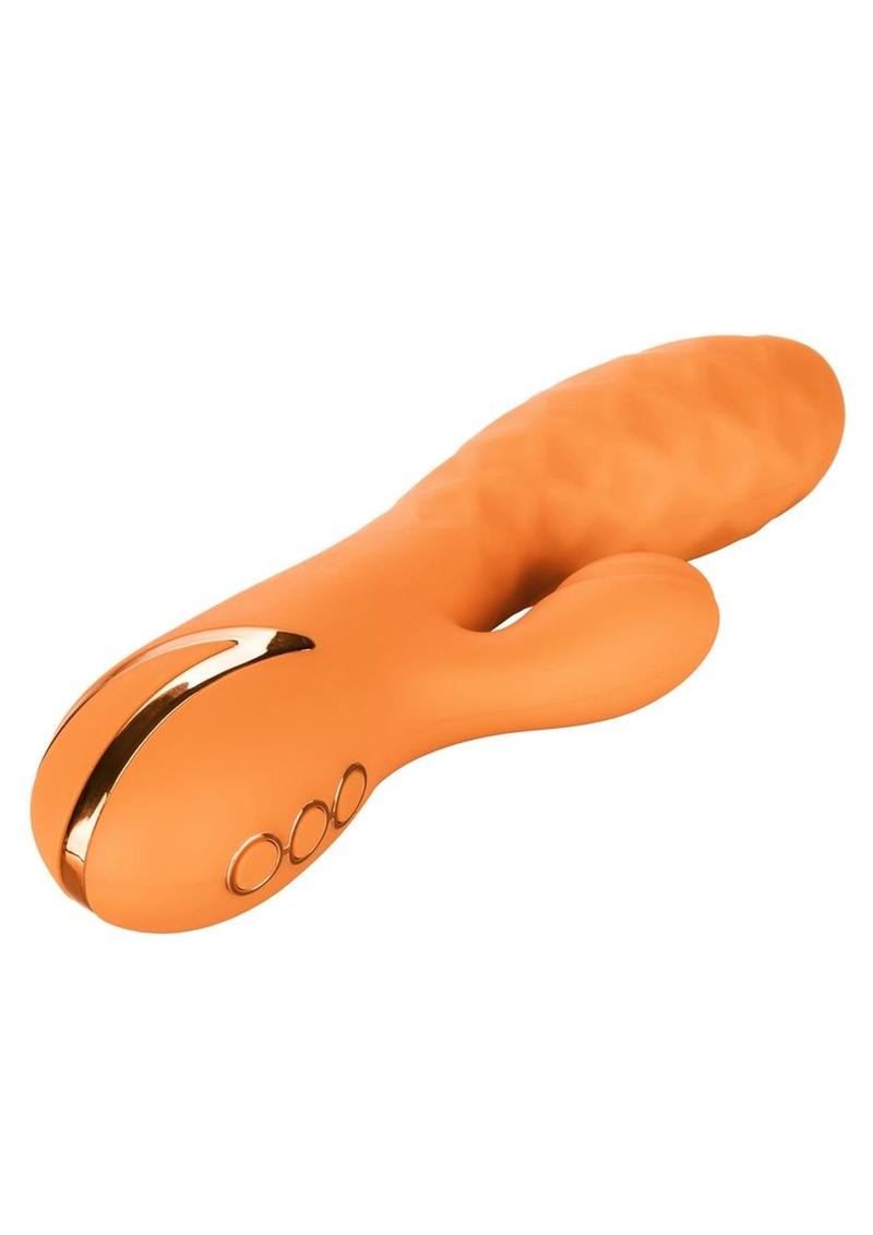 California Dreaming Newport Beach Babe Rechargeable Silicone Thumping Vibrator - Orange