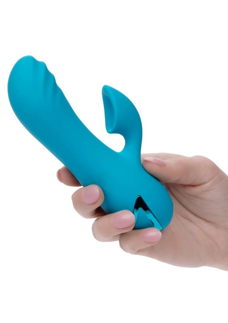 California Dreaming Sunset Beach Seducer Rechargeable Silicone Dual Vibrator - Blue