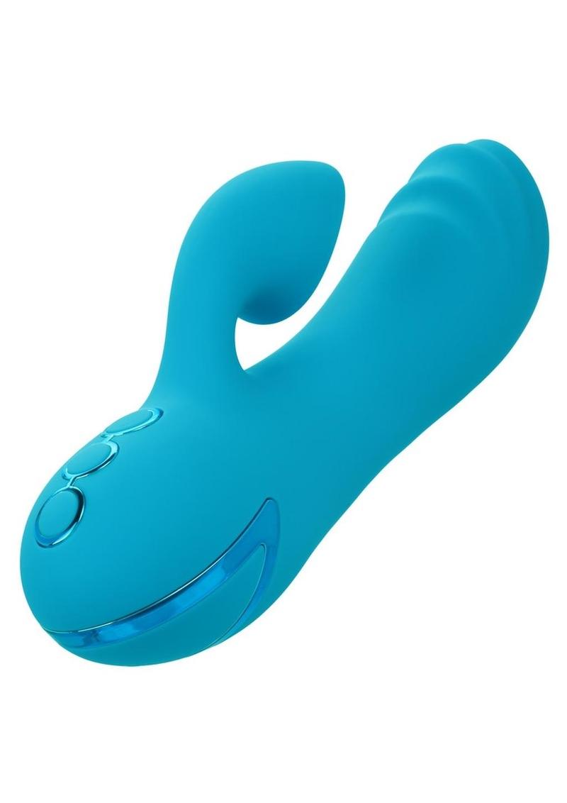 California Dreaming Sunset Beach Seducer Rechargeable Silicone Dual Vibrator - Blue