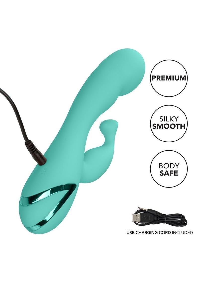 California Dreaming Tahoe Temptation Silicone Rechargeable Rabbit Vibrator - Green