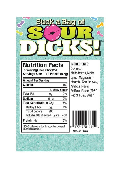 Candyprints Suck A Bag Of Sour Dicks Assorted Flavors - 25 Packs/Per Bag