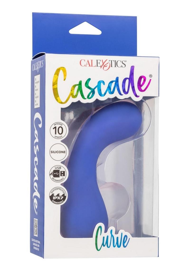 Cascade Curve Rechargeable Silicone Vibrator - Blue