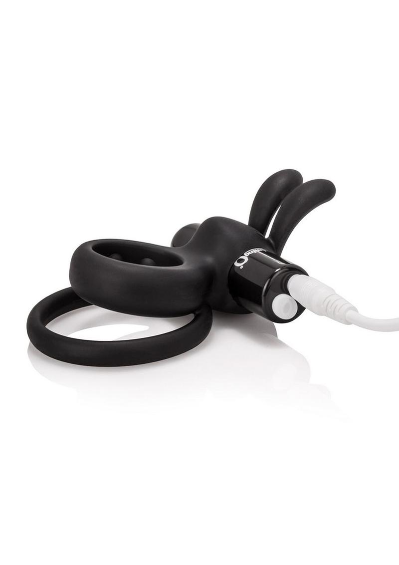 Charged Ohare Rechargeable Silicone Waterproof Rabbit Cock Ring - Black