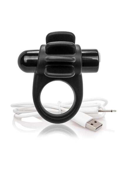 Charged Skooch Rechargeable Vibrating Silicone Cock Ring Waterproof - Black