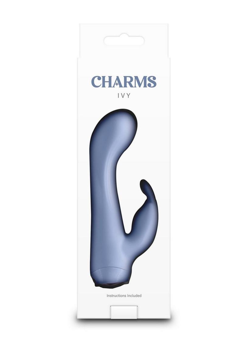 Charms Ivy Rechargeable Silicone Rabbit Vibrator - Blue