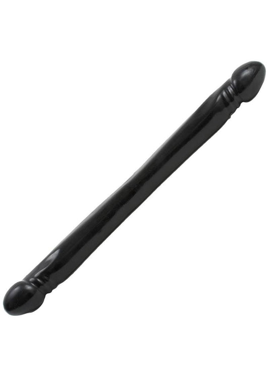 Classic Double Header Smooth Dildo - Black - 18in