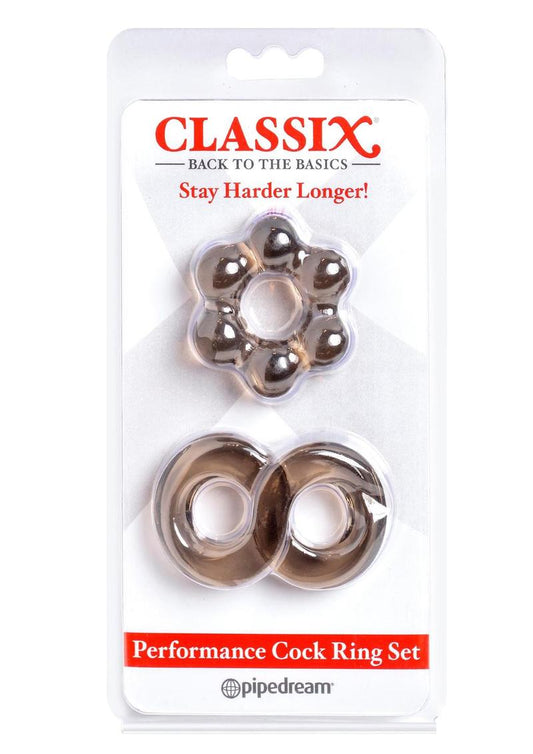 Classix Performance Cock Ring - Smoke - 2 Piece Kit/Set