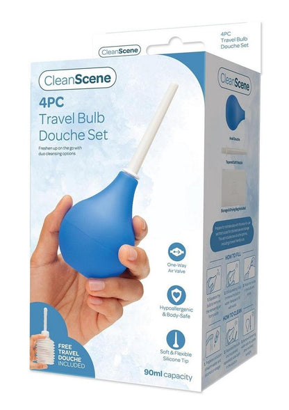 Cleanscene Travel Bulb Douche - Blue/White - 4 Piece/Set