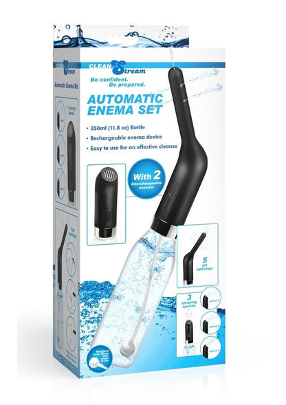 Cleanstream Automatic Rechargeable Enema - Black/Clear - Set