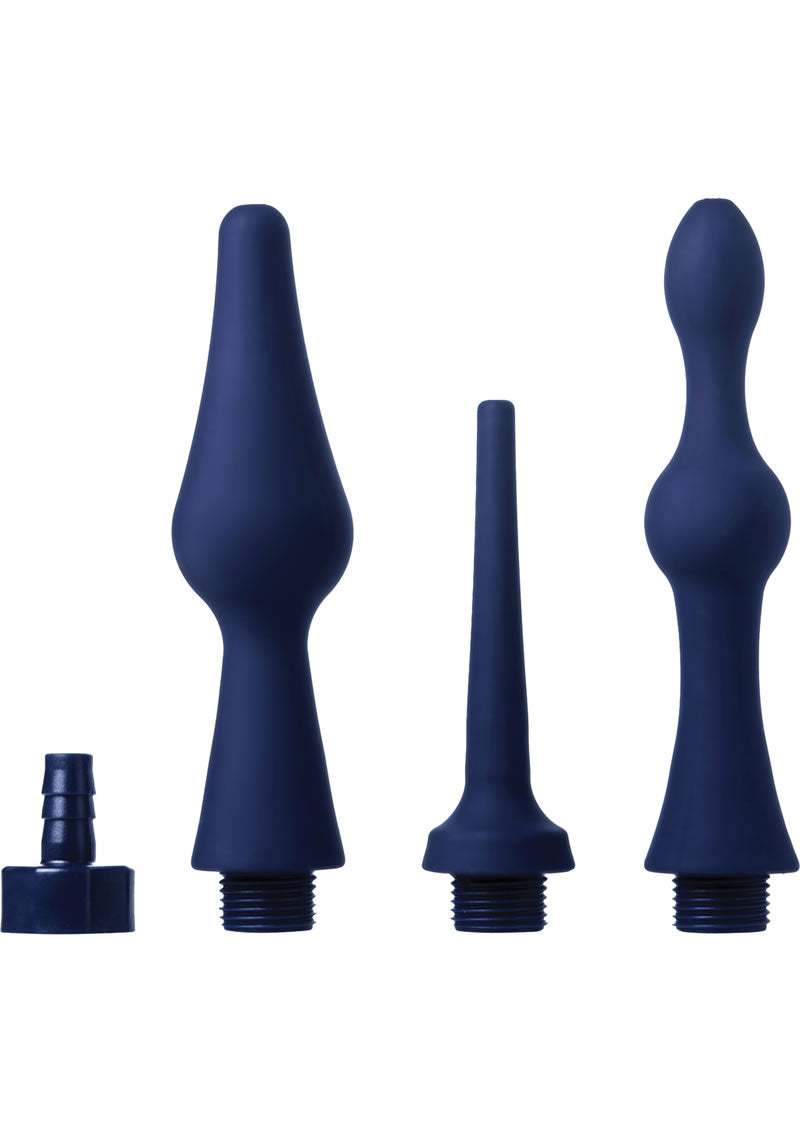 Cleanstream Universal 3 Piece Silicone Enema Attachment - Blue - Set