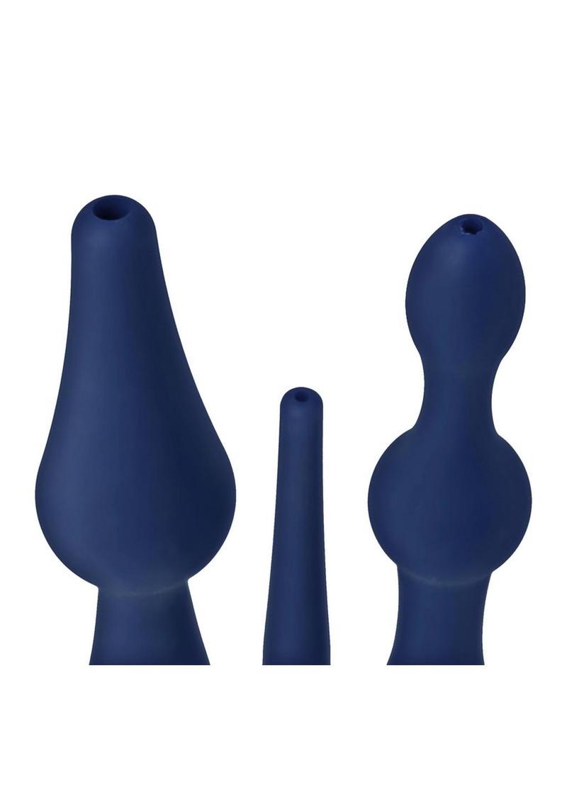 Cleanstream Universal 3 Piece Silicone Enema Attachment - Blue - Set