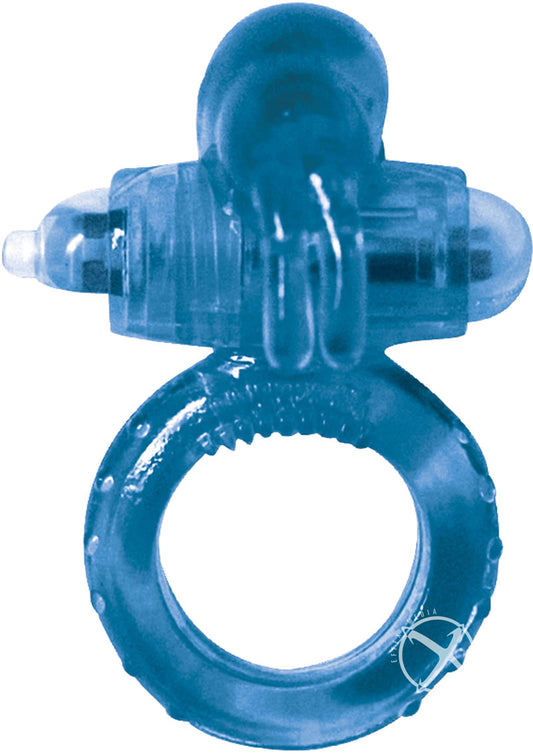 Clit Buddy 2 Rockin Rabbit Vibrating Cock Ring - Blue