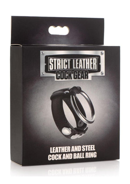 Cock Gear Leather and Steel Cock and Ball Ring