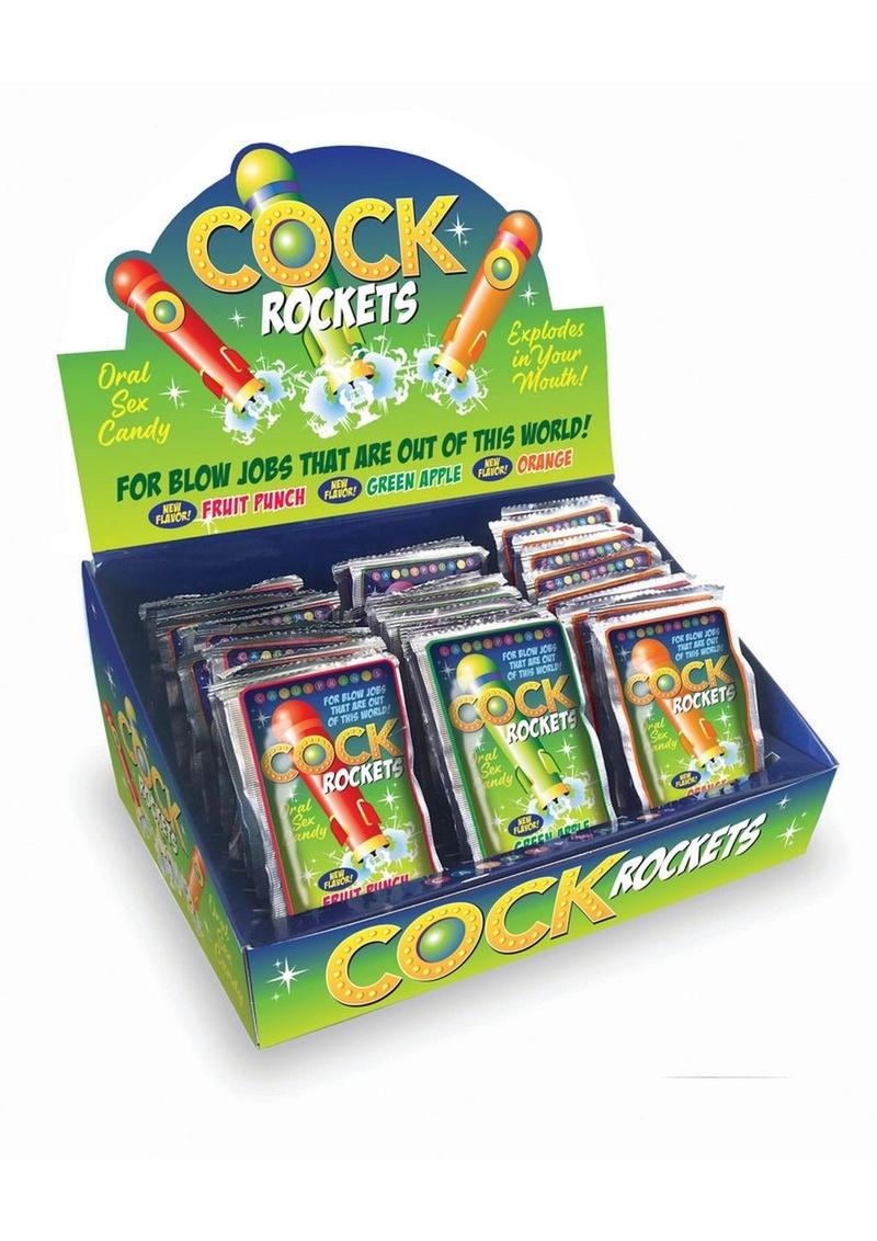 Cock Rockets Oral Sex Candy (36 Per Display) - Fruit Punch, Green Apple, Orange