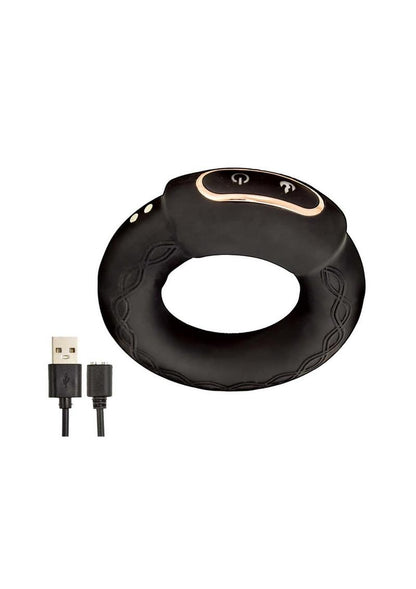 Cockpower Heat Up Rechargeable Silicone Cock Ring - Black