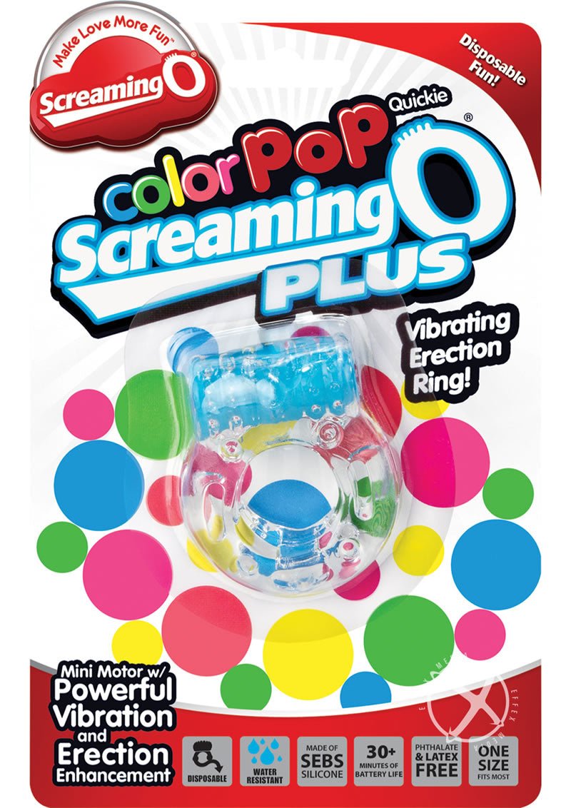 Color Pop Quickie Screaming O Plus Vibrating Ring Silicone Cock Ring