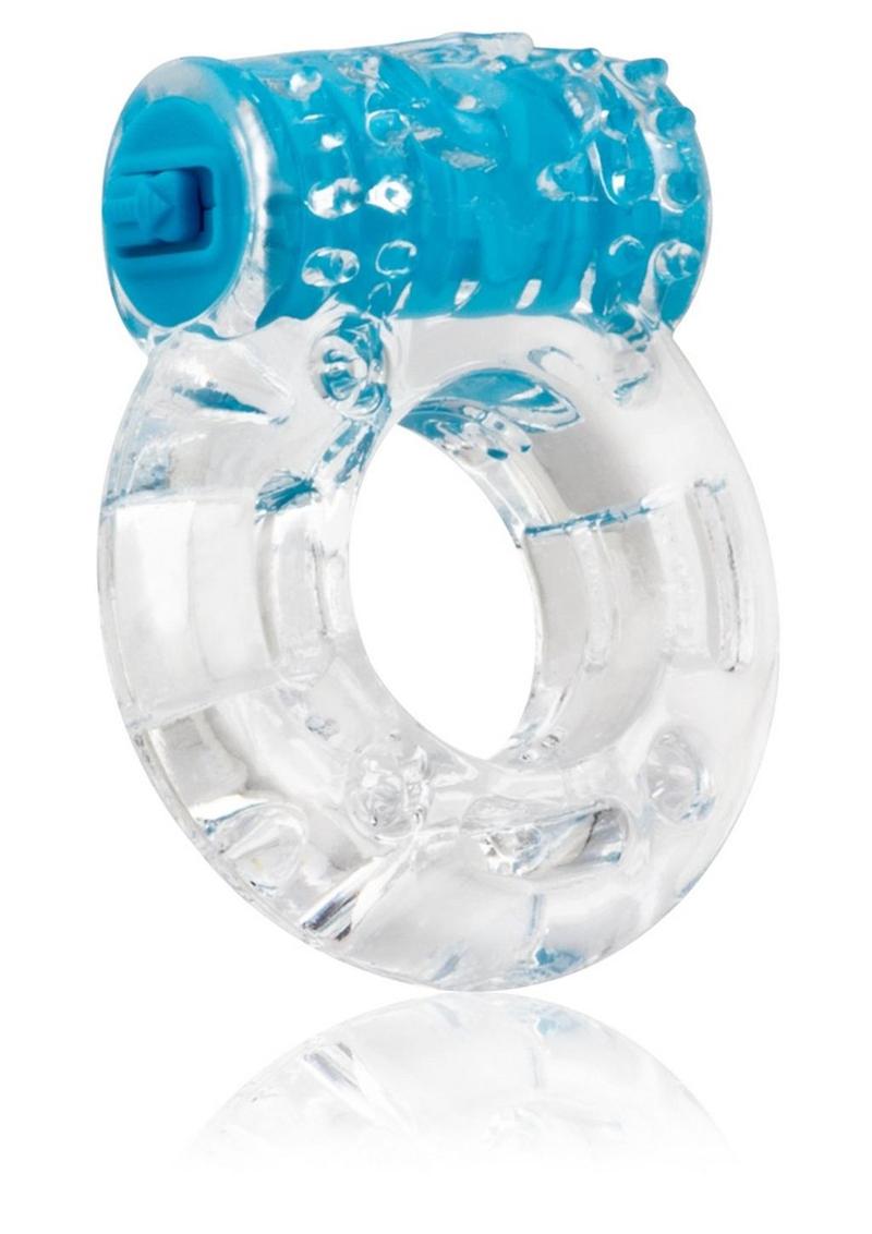 Color Pop Quickie Screaming O Plus Vibrating Ring Silicone Cock Ring - Blue