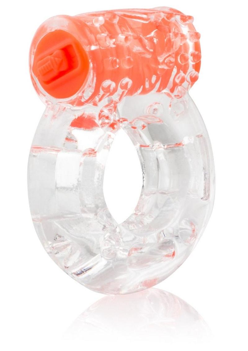 Color Pop Quickie Screaming O Plus Vibrating Ring Silicone Cock Ring - Orange