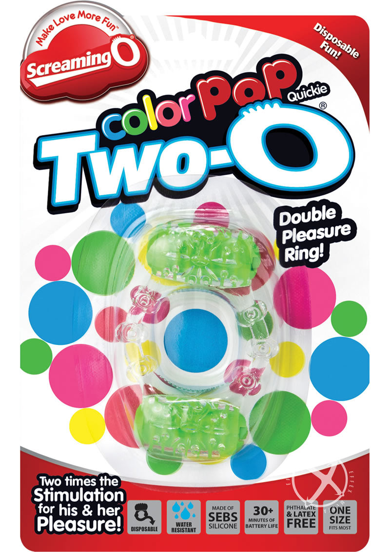 Color Pop Quickie Two-O Silicone Dual Vibrating Cock Ring