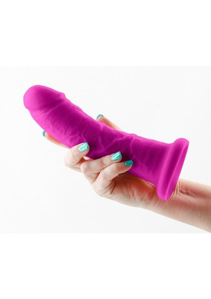 Colours Dual Density Girth Silicone Dildo - Purple - 7in