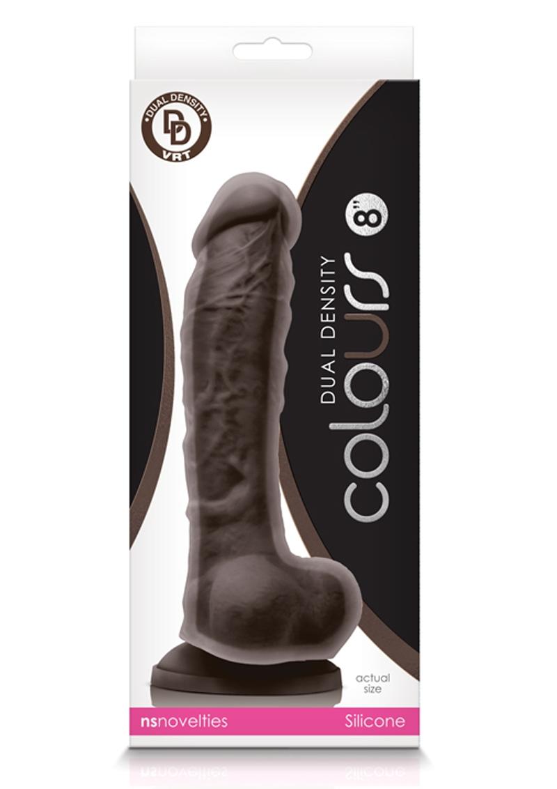 Colours Dual Density Silicone Dildo - Chocolate - 8in