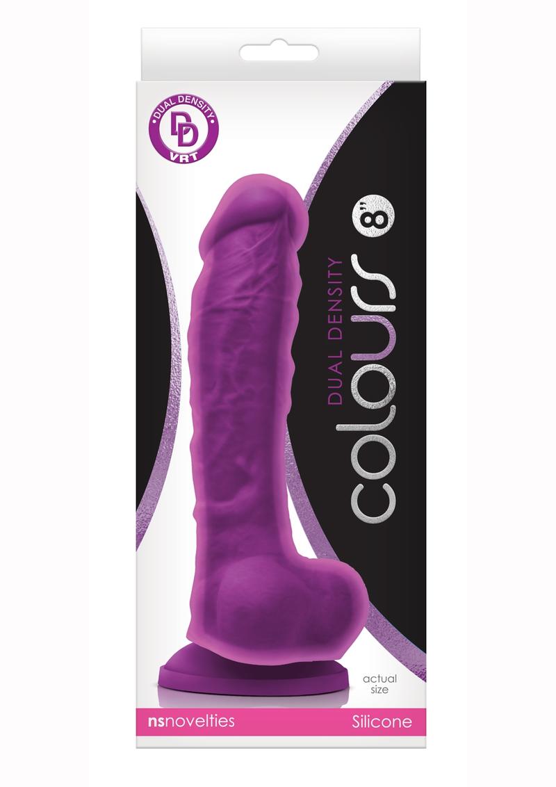 Colours Dual Density Silicone Dildo - Purple - 8in