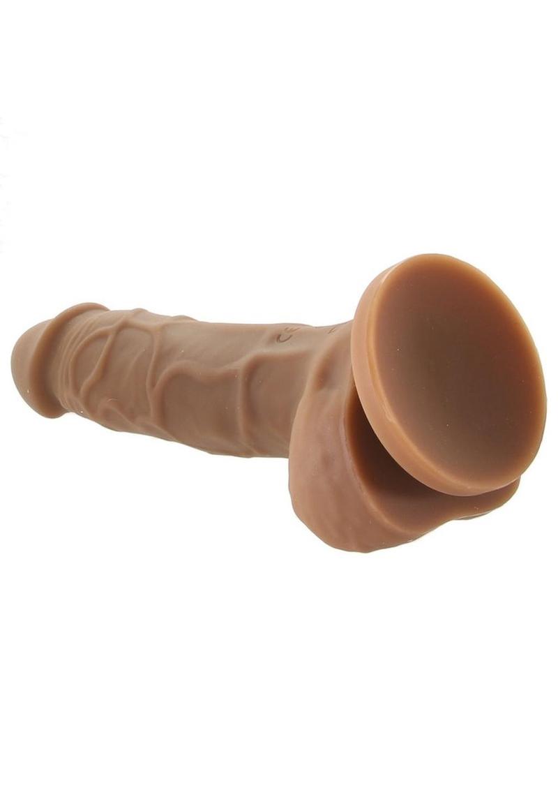 Colours Pleasures Silicone Vibrating Dildo with Balls - Caramel - 5in