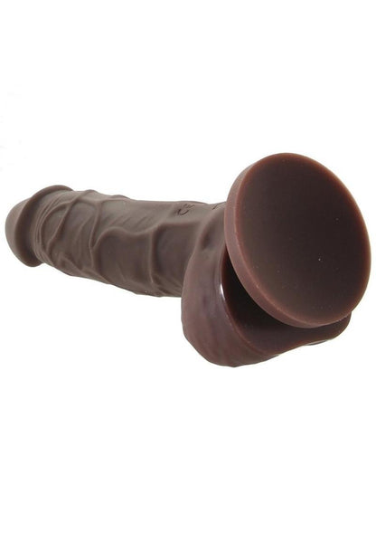 Colours Pleasures Silicone Vibrating Dildo with Balls - Chocolate - 5in