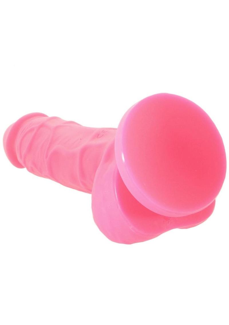 Colours Pleasures Silicone Vibrating Dildo with Balls - Pink - 5in