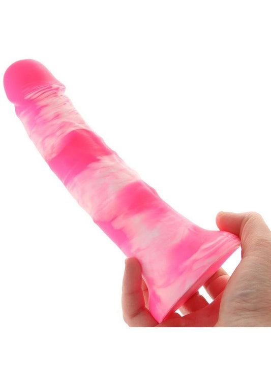 Colours Pleasures Yum Yum Silicone Dildo - Pink/White - 7in