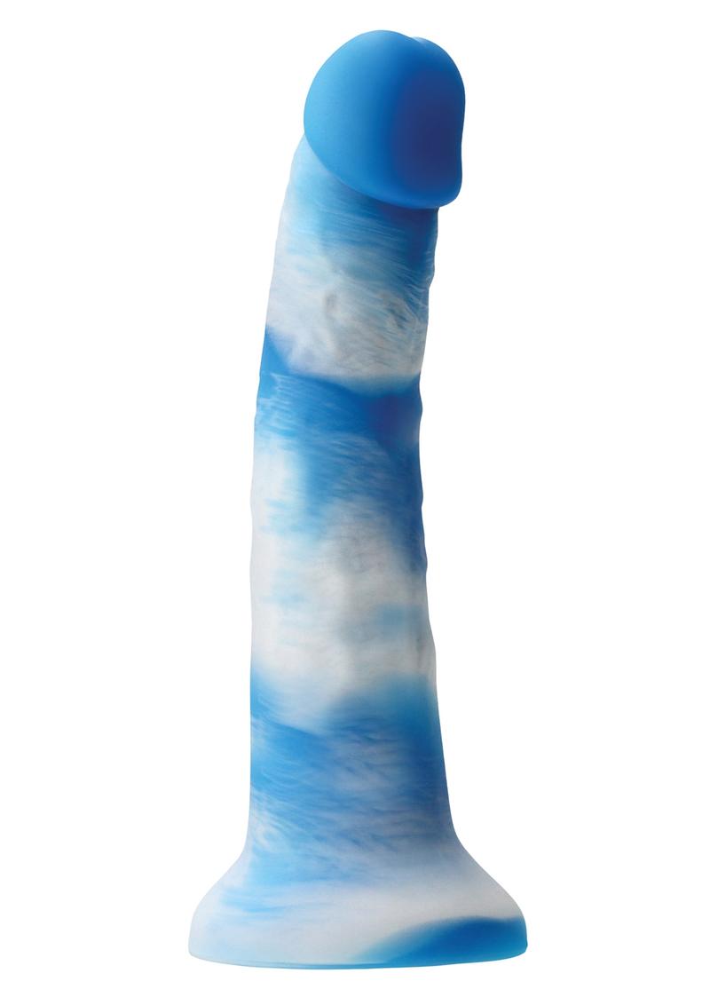 Colours Pleasures Yum Yum Silicone Dildo - Blue/White - 8in