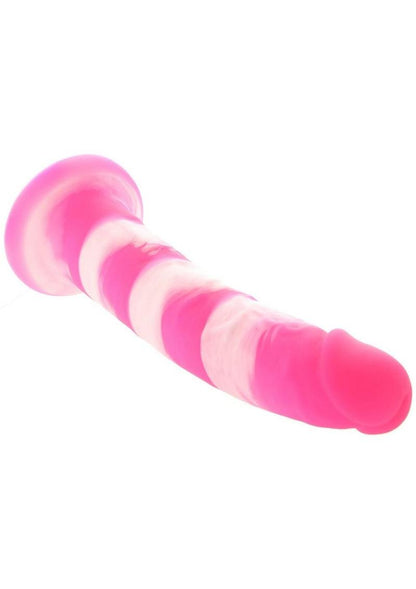 Colours Pleasures Yum Yum Silicone Dildo - Pink/White - 8in