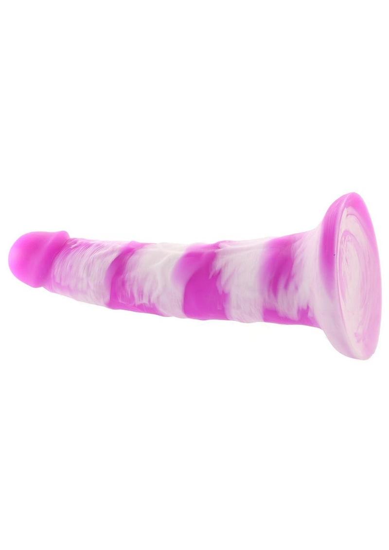 Colours Pleasures Yum Yum Silicone Dildo - Purple/White - 8in