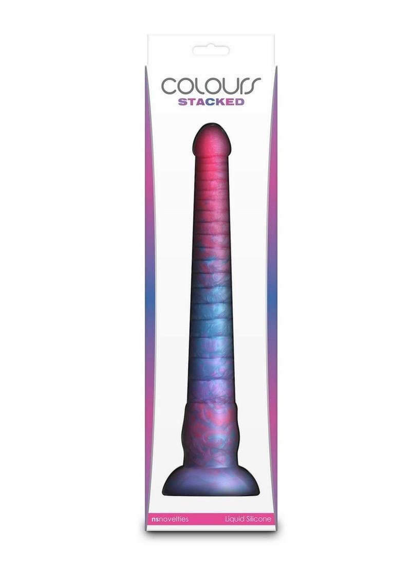 Colours Stacked Silicone Dildo - Blue/Pink - 12in