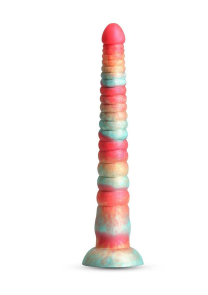 Colours Stacked Silicone Dildo - Gold/Red - 12in